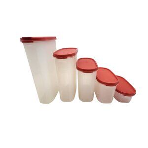 Tupperware Modular Mates Oval 1 thru 5 poppy seals 1 pour all